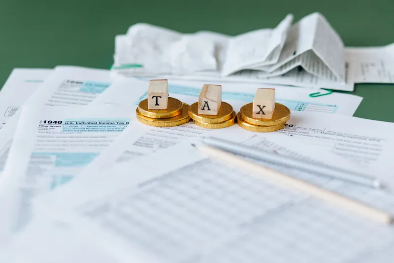 Freelancer organizing tax documents and receipts